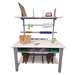 Non-ESD Deluxe Adjustable Height Packing Bench with Uprights, Gray Frame and White Laminate Top, 30"D x 72"L